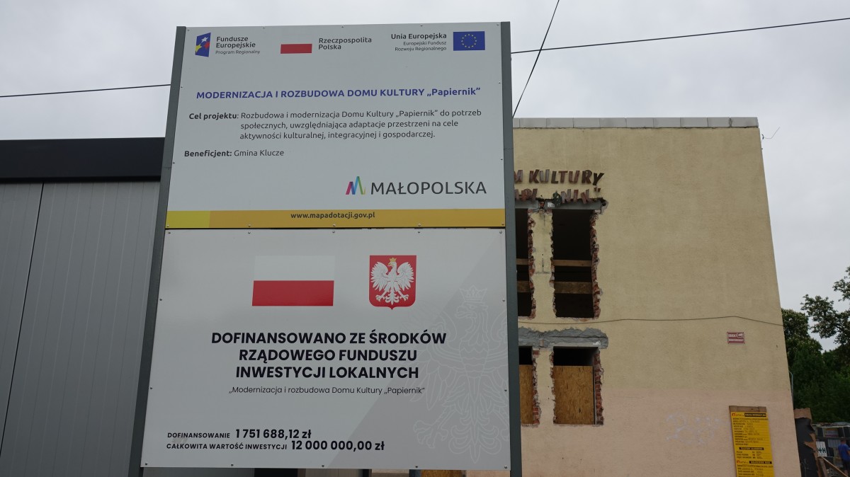 Modernizacja i rozbudowa Domu Kultury w Kluczach - stan na 17 maja 2022