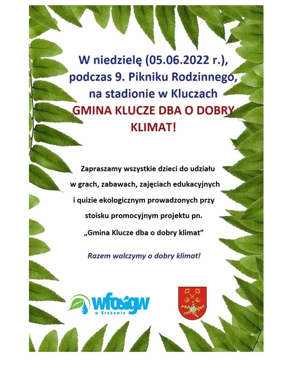 Plakat- Gmina Klucze dba o dobry klimat